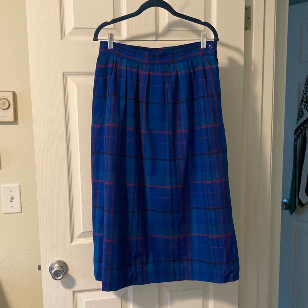 Pendleton wool Blue and Pink Plaid Women's Skirt